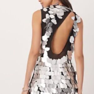 ASOS raw edge silver sequin dress